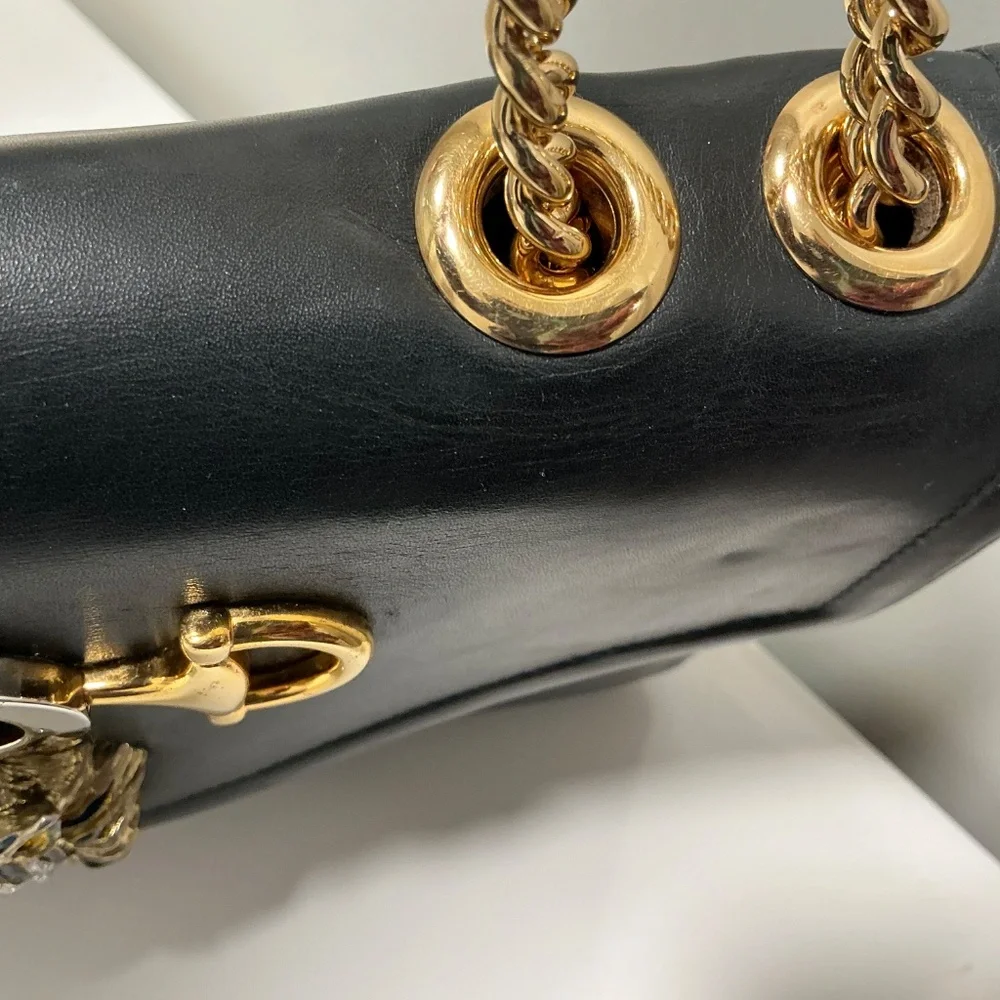 GUCCI RAJAH shoulder cross body black leather bag - Picture 6 of 11